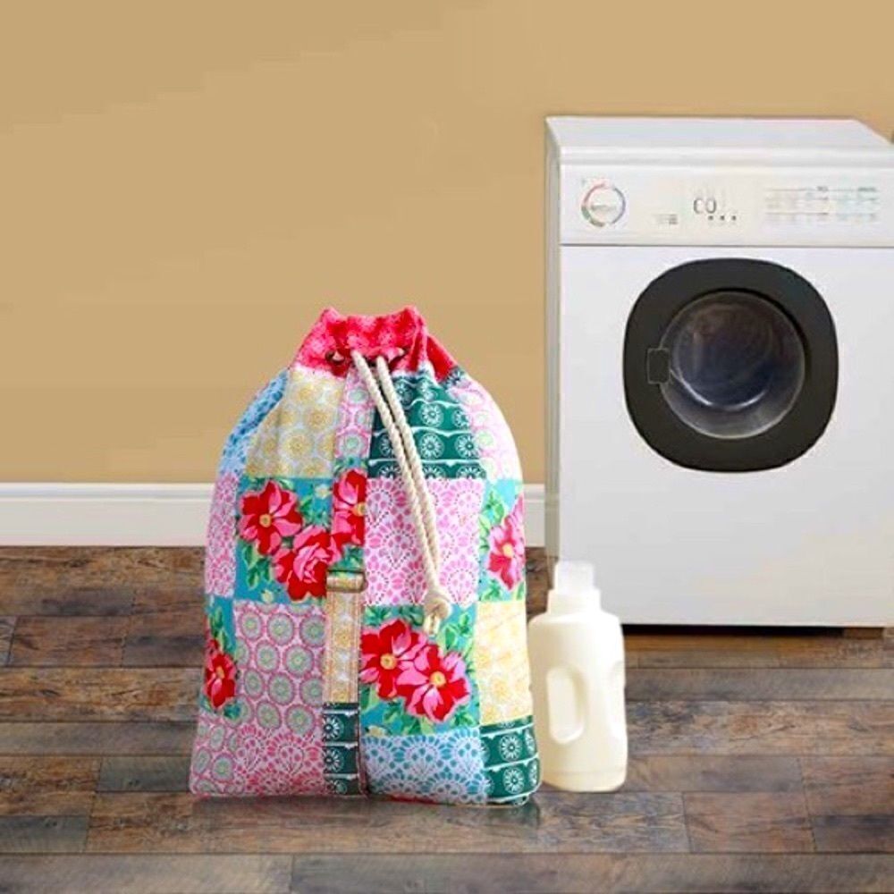The Pioneer Woman patchwork laundry bag decor